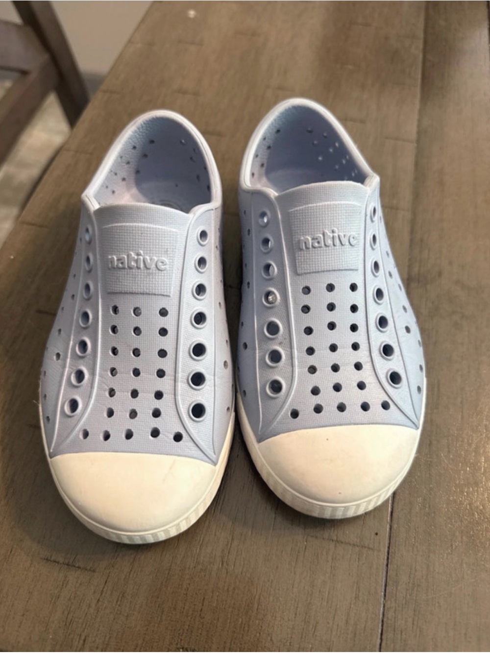 Native Kids Slip-On Water Shoes in Pale Blue and White